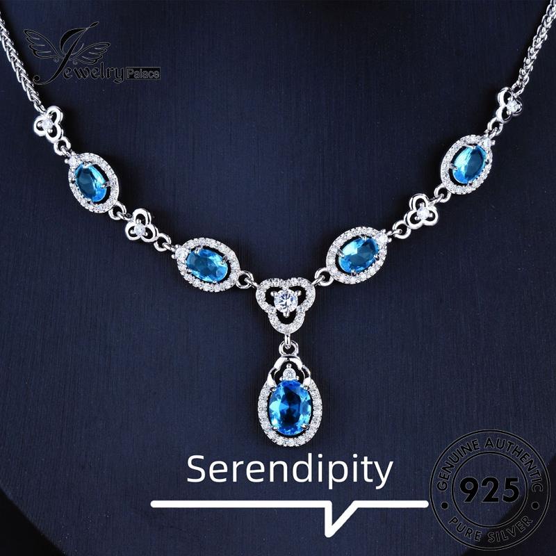 Jewelrypalace Perak Wanita925 Bulat Emerald Asli Kalung Mewah N1351