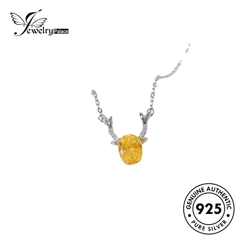 Jewelrypalace925 Citrine Kalung Wanita Lucu Asli Elk Silver N1341