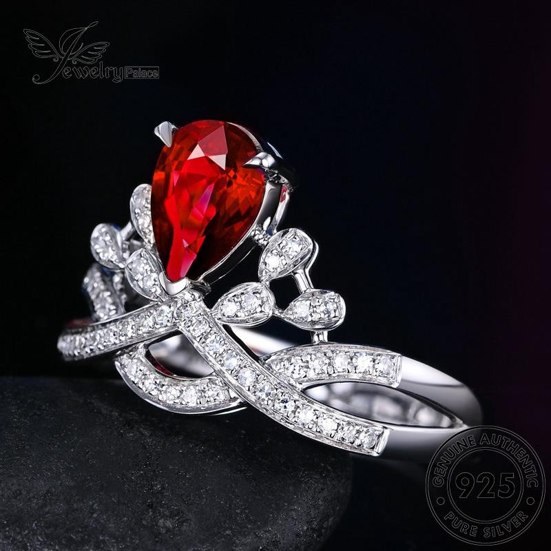 JEWELRYPALACE Silver Shape 925 Wanita Nikah Asli Pear Silver Diamond Kawin Original Perak Sterling Murni Cincin korea Fashionable Moissanite Aksesori Perhiasan R20