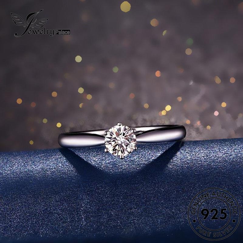 JEWELRYPALACE Perhiasan Fashion Six Kawin Asli Diamond Sterling Cincin Claws Moissanite Gold Murni Aksesori Perak korea Nikah Original Wanita 925 Silver Silver R38