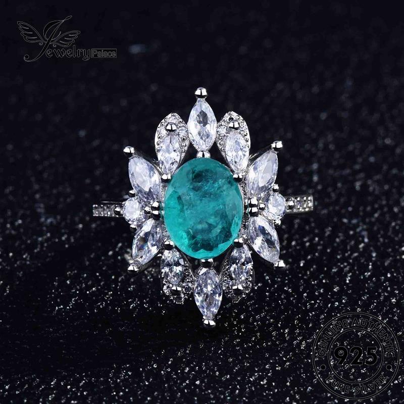 Jewelrypalace Cincin Pir Asli Aquamarine925Bentuk Wanita Perak Vintage R48