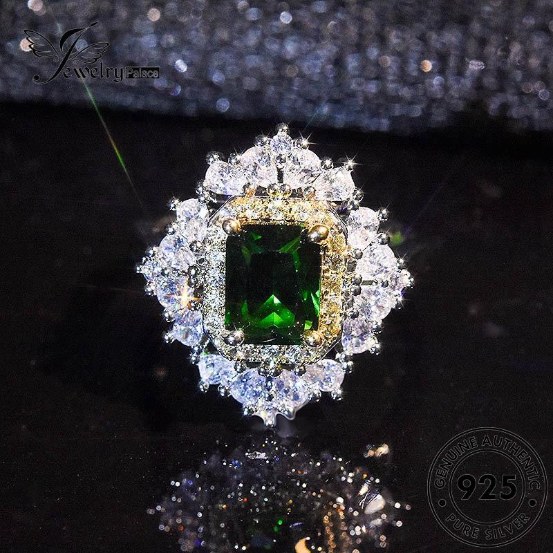 JEWELRYPALACE Kawin Wanita Original Emerald Cincin Silver Asli 925 Retro Perhiasan Perak Nikah Square Murni Sterling korea Silver Aksesori R179