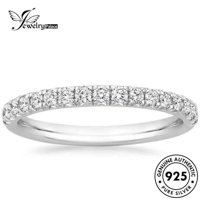 JEWELRYPALACE 925 Fashion Moissanite Sterling Perhiasan Asli korea Round Kawin Perak Nikah Original Aksesori Couple Diamond Cincin Murni Pasangan Silver Silver R226