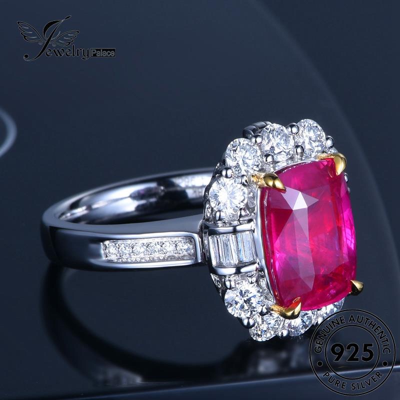 JEWELRYPALACE Cincin 925 Sterling Perak Square Perhiasan Murni Fashion Wanita Kawin Asli Aksesori Crystal Diamond korea Nikah Pink Silver Silver Original R509