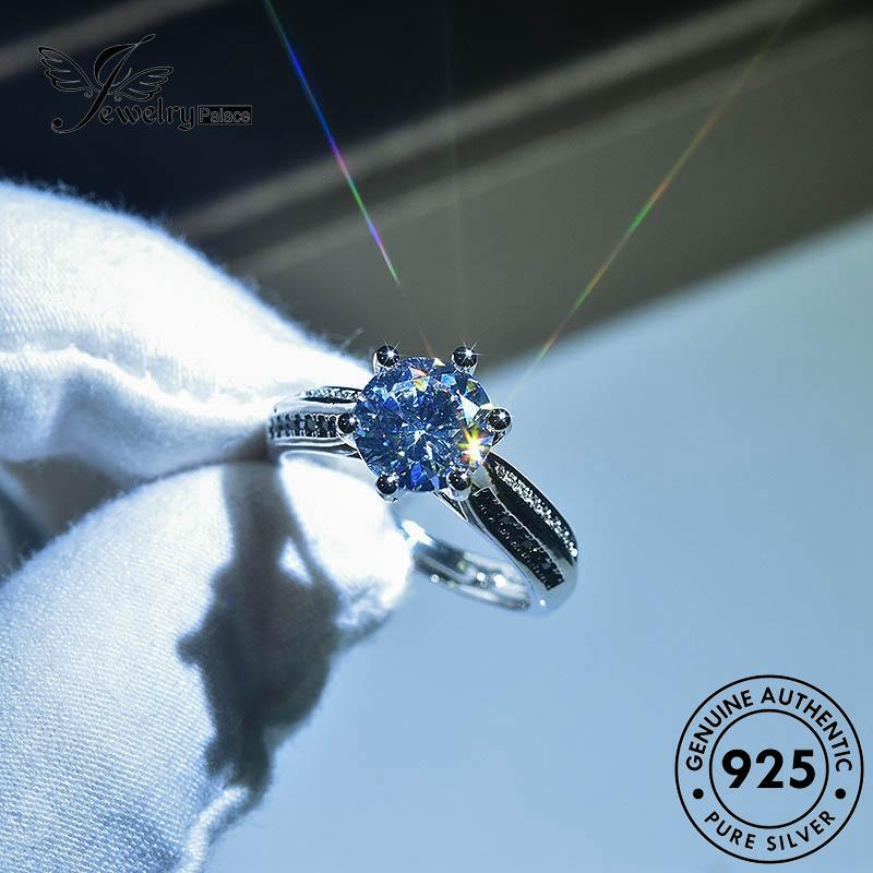 JEWELRYPALACE Wanita 925 Silver Nikah Perak Perhiasan korea Cincin Murni Classic Original Diamond Asli Kawin Silver Moissanite Aksesori Sterling R806