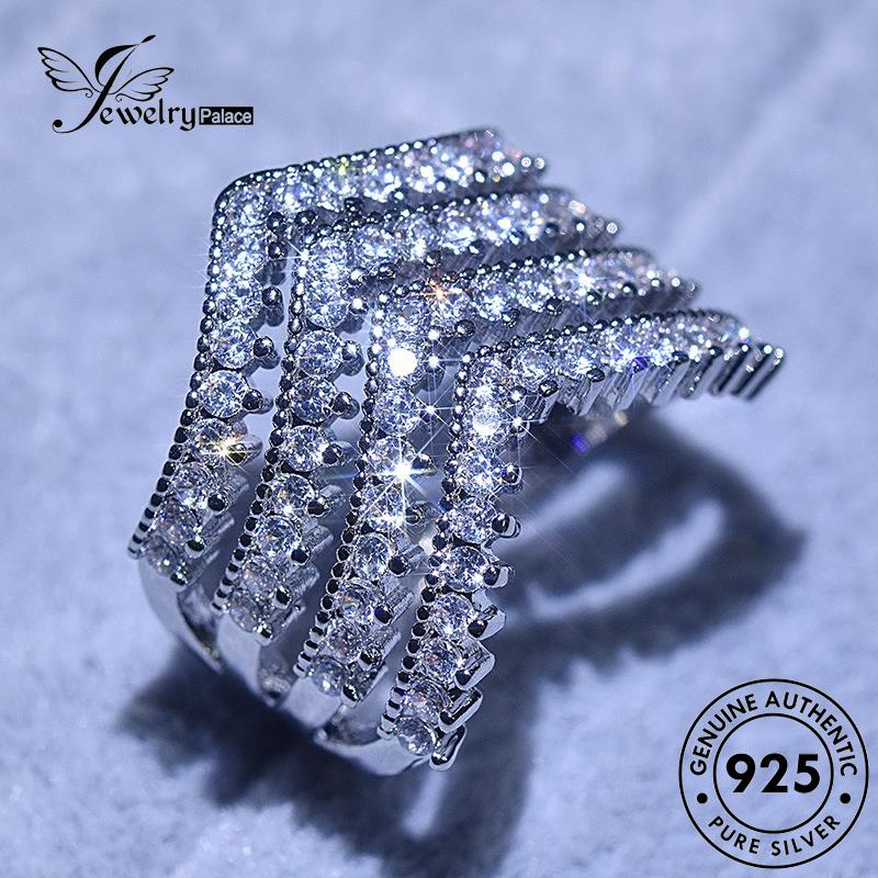 JEWELRYPALACE Perak Kawin Original Wanita Nikah Silver Personality Silver Sterling Asli Murni Diamond 925 Perhiasan V Cincin Aksesori Moissanite korea R839