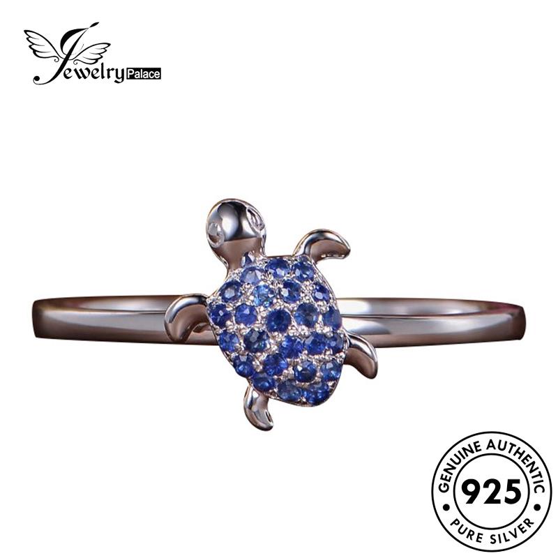 JEWELRYPALACE Silver Silver Original Murni Perak Sapphire Asli Nikah korea Kawin Turtle Sterling Creative 925 Cincin Wanita Perhiasan Aksesori R851