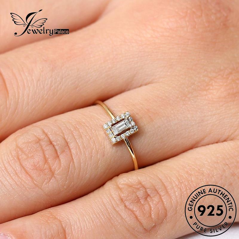 JEWELRYPALACE Square Gold Nikah Wanita Cincin Silver Original Perak Kawin Murni Moissanite Silver korea Aksesori Asli 925 Sterling Diamond Perhiasan Fashion R691