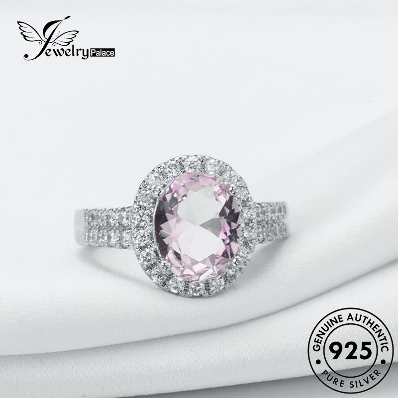 JEWELRYPALACE Perak Wanita Perhiasan Silver Cincin Crystal Silver Nikah Pink Kawin 925 Diamond Original Personality Sterling Aksesori Asli korea Oval Murni R697