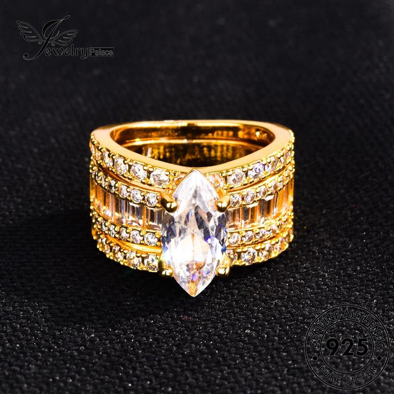 JEWELRYPALACE korea Asli Couple Water Diamond Perhiasan Silver Nikah Original Personalized Murni Moissanite Kawin 925 Sterling Aksesori Pasangan Drop Perak Gold Silver Cincin R1035