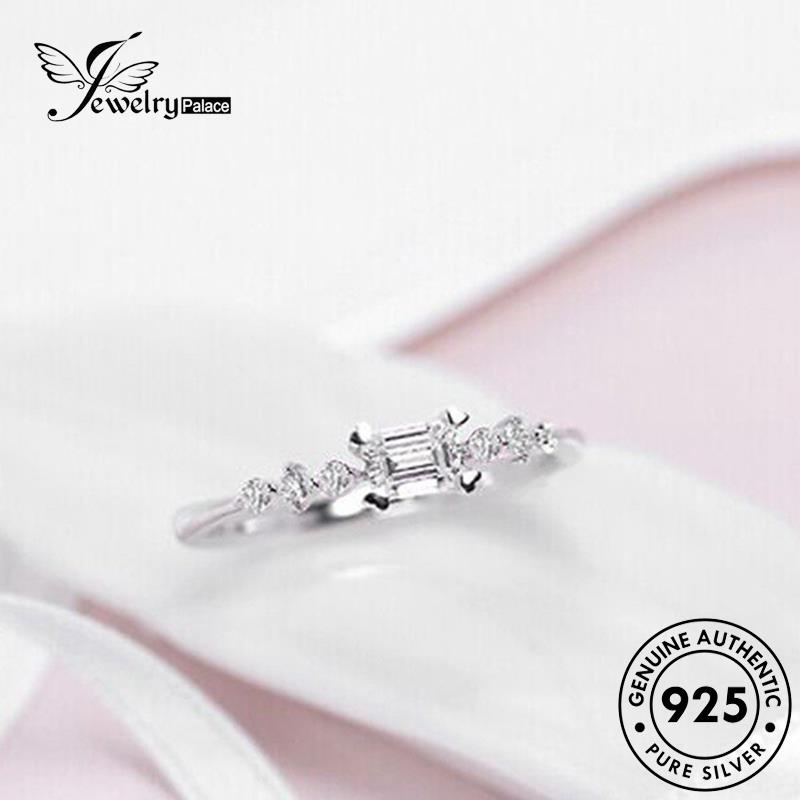 JEWELRYPALACE Original Cincin Simple Perhiasan Wanita Sterling Small Aksesori Murni Perak 925 Diamond korea Asli Silver Moissanite Nikah Square Silver Kawin R934