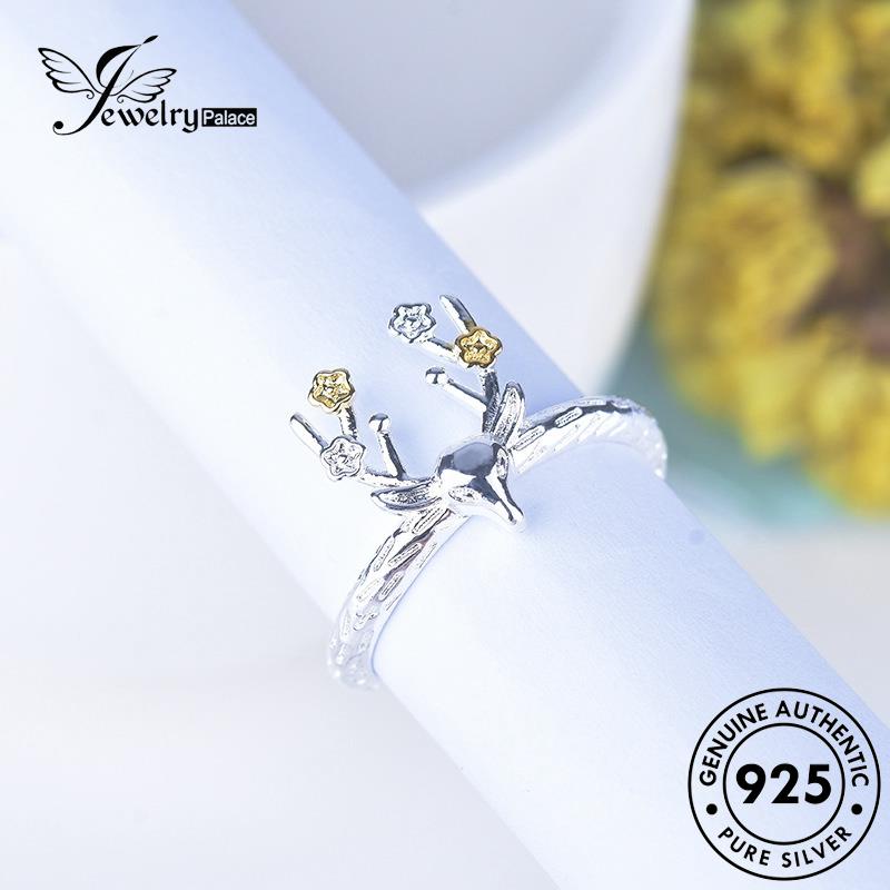 JEWELRYPALACE Creative 925 Silver Silver Cincin Murni Kawin Original Nikah Sterling Wanita korea Aksesori Moose Perhiasan Asli Perak R1334