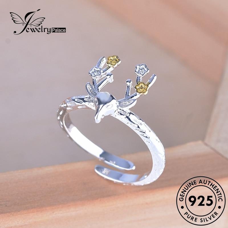 JEWELRYPALACE Creative 925 Silver Silver Cincin Murni Kawin Original Nikah Sterling Wanita korea Aksesori Moose Perhiasan Asli Perak R1334