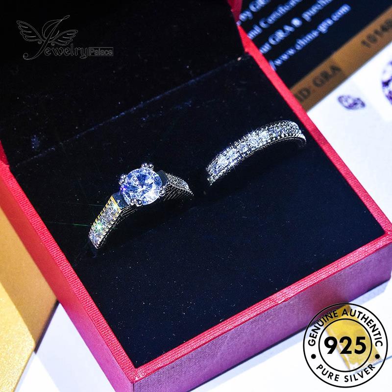 JEWELRYPALACE Cincin Murni Moissanite Simple 925 Asli Nikah Original Pasangan Perhiasan Perak Diamond korea Couple Silver Aksesori Silver Kawin Sterling R1293