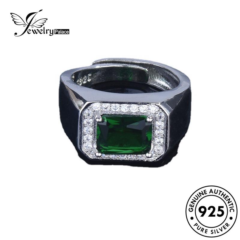 JEWELRYPALACE Kawin Cincin Aksesori Perhiasan Nikah Silver Sterling Square Original Murni korea Sapphire 925 Perak Asli Silver Personality Pria R1668