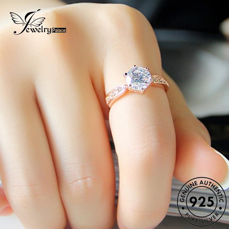 JEWELRYPALACE korea Diamond Gold Claw Kawin Perhiasan Moissanite Original Silver Perak Classic Nikah Sterling Aksesori Murni Asli Wanita 925 Six Silver Cincin R1671