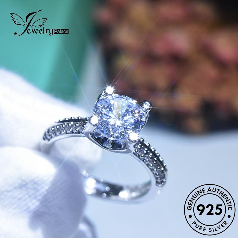 JEWELRYPALACE Moissanite Aksesori Classic Perhiasan Silver Original Cincin Murni Perak Kawin Nikah Horn Diamond Wanita 925 korea Asli Sterling Silver R1713