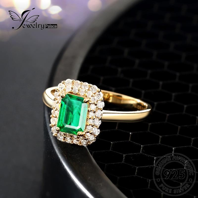 JEWELRYPALACE Emerald Gold Perak Silver Wanita Nikah Silver korea Original Perhiasan Aksesori Classic 925 Murni Sterling Asli Square Kawin Cincin R1735