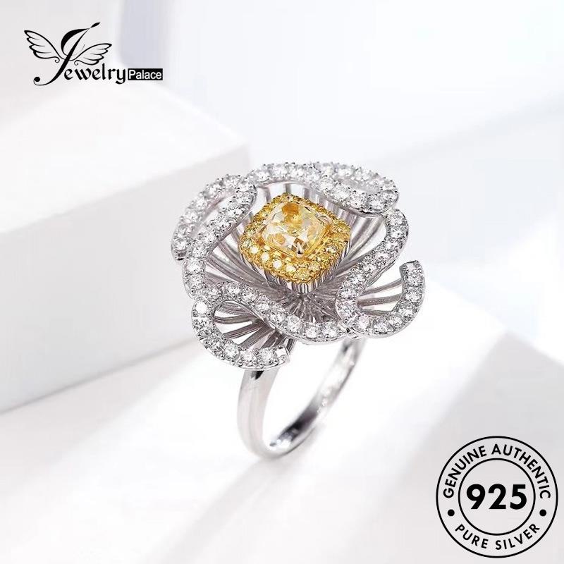 JEWELRYPALACE korea Citrine Leaf Perhiasan Murni Silver Wanita Kawin 925 Sterling Nikah Creative Original Silver Aksesori Perak Asli Clover Four Cincin R1849