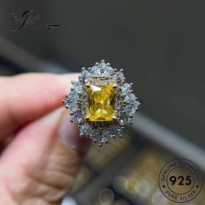 JEWELRYPALACE Personality Kawin Perak Citrine Perhiasan Murni Silver Oval Original Wanita 925 Cincin Asli Aksesori Sterling Silver Nikah korea R1851