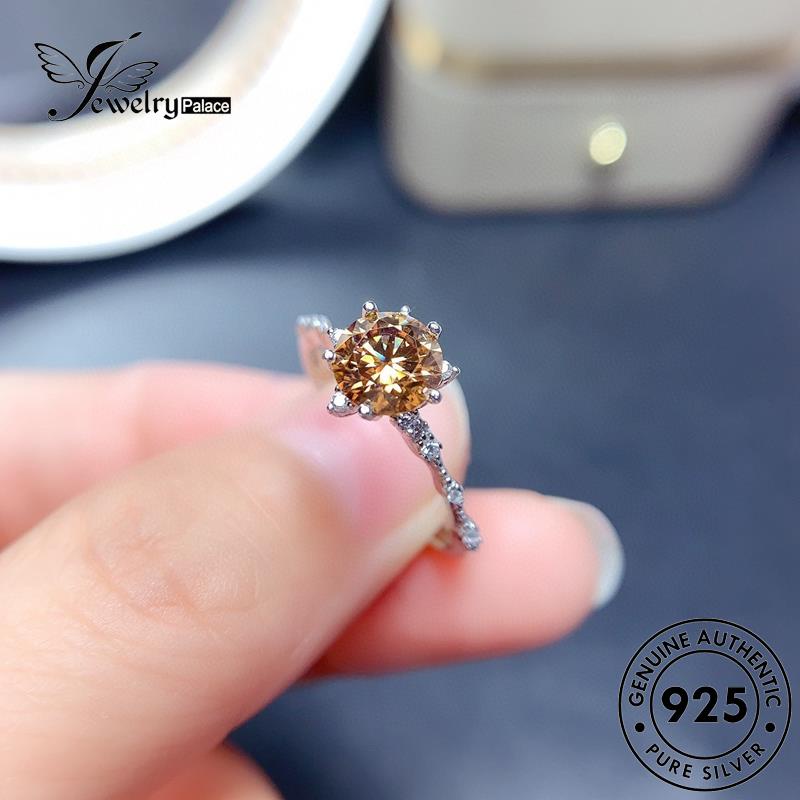 JEWELRYPALACE Original Perak Murni Nikah Cincin korea Asli Aksesori Classic Silver Sterling Snowflake Kawin 925 Silver Wanita Perhiasan Citrine R1869