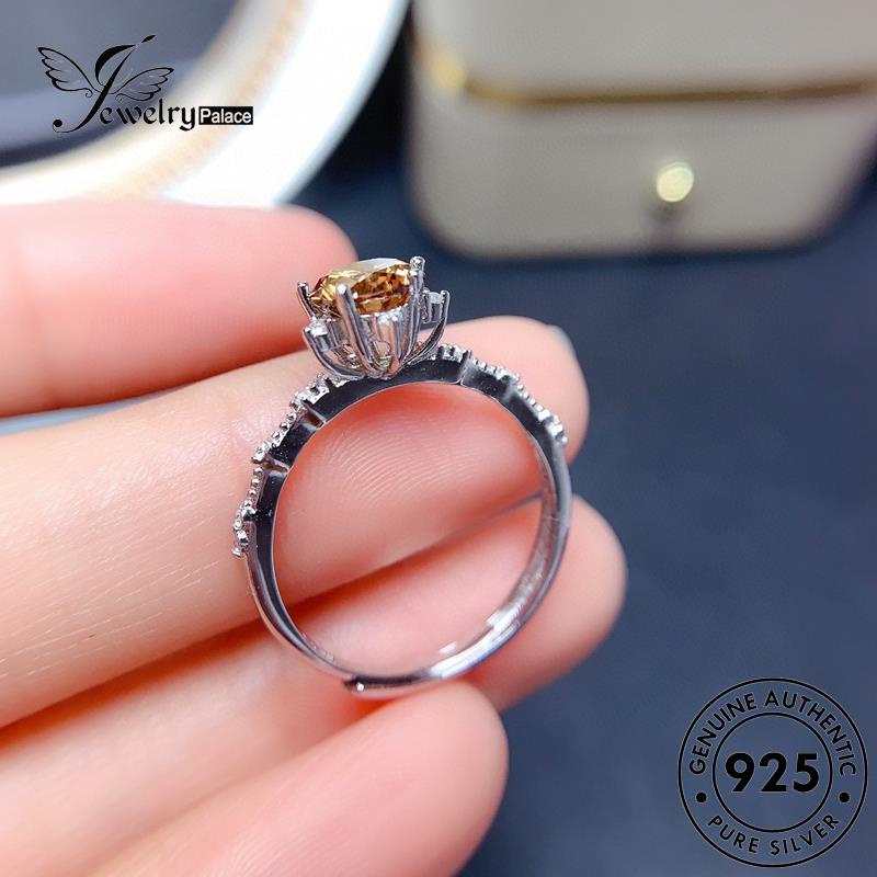 JEWELRYPALACE Original Perak Murni Nikah Cincin korea Asli Aksesori Classic Silver Sterling Snowflake Kawin 925 Silver Wanita Perhiasan Citrine R1869