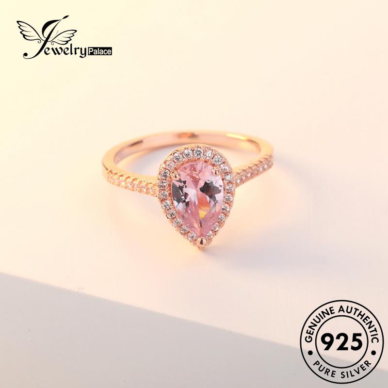 JEWELRYPALACE Silver Sterling Perhiasan korea Water Murni Pink Diamond Kawin Wanita Drop 925 Aksesori Nikah Perak Original Silver Asli Crystal Personalized Cincin R1783