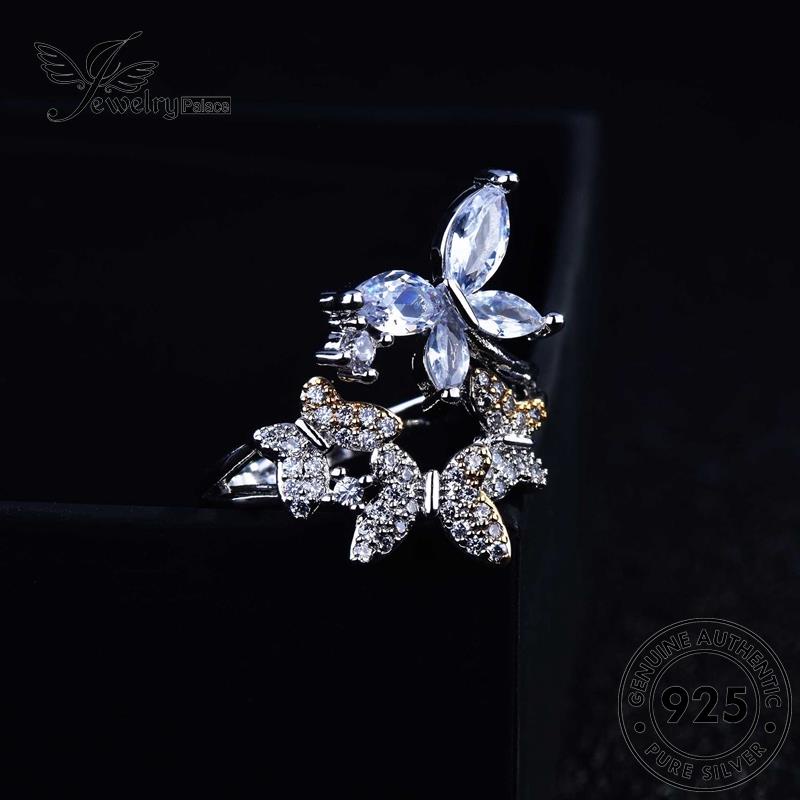 JEWELRYPALACE Silver Kawin Nikah Perak korea Original Murni Moissanite Perhiasan Diamond Aksesori Asli Wanita Creative Butterfly Silver 925 Sterling Cincin R1892