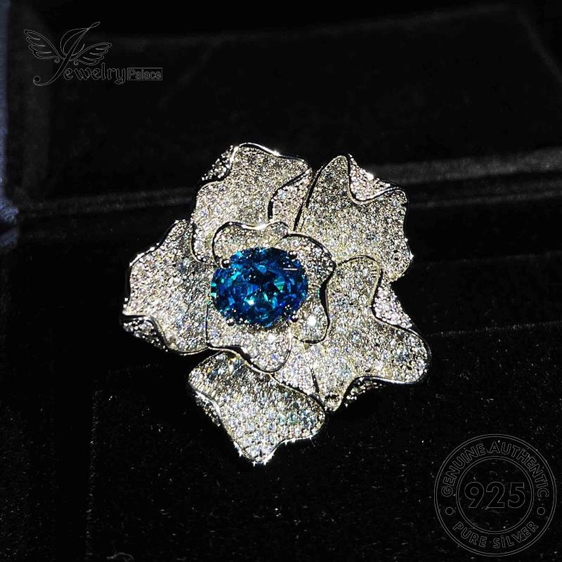JEWELRYPALACE Personality korea Sterling Aquamarine 925 Murni Kawin Original Asli Cincin Perhiasan Flower Aksesori Wanita Silver Nikah Silver Perak R1893