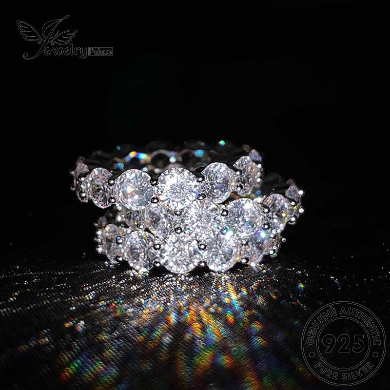 JEWELRYPALACE 925 Aksesori Row Silver Murni Nikah Original Sterling Asli Perak korea Kawin Cincin Diamond Wanita Moissanite Silver Perhiasan Individual R1907