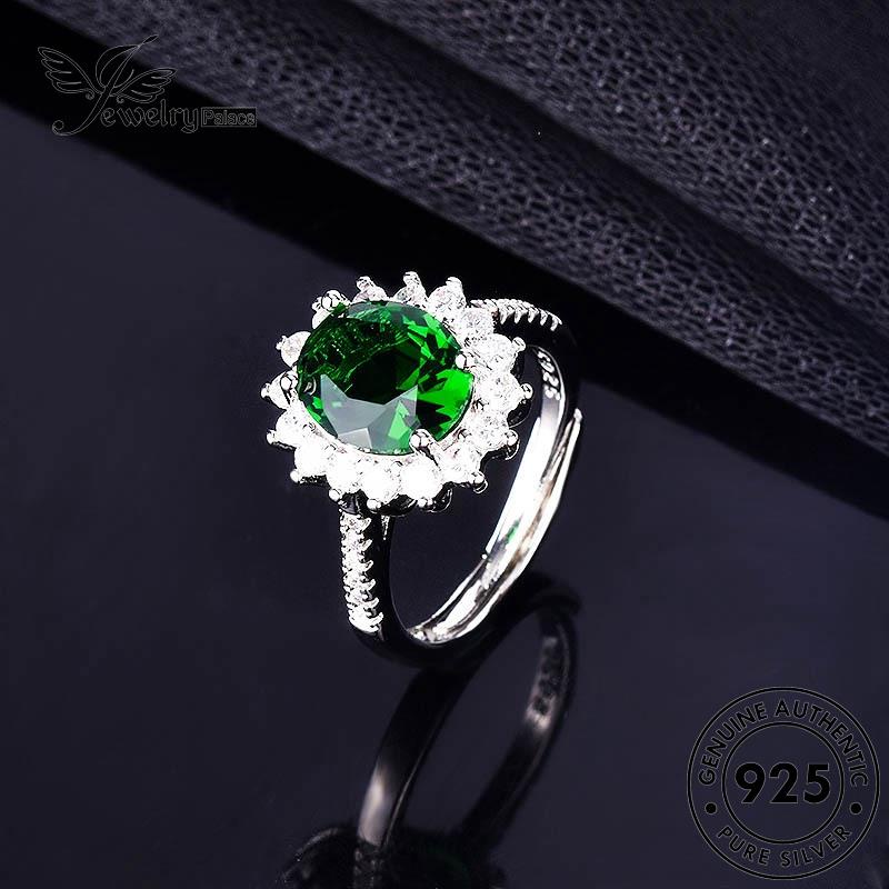 JEWELRYPALACE Oval Cincin Aksesori Murni Sterling Wanita Emerald Kawin Classic Original Silver Silver Nikah 925 Asli Perak Perhiasan korea R2069