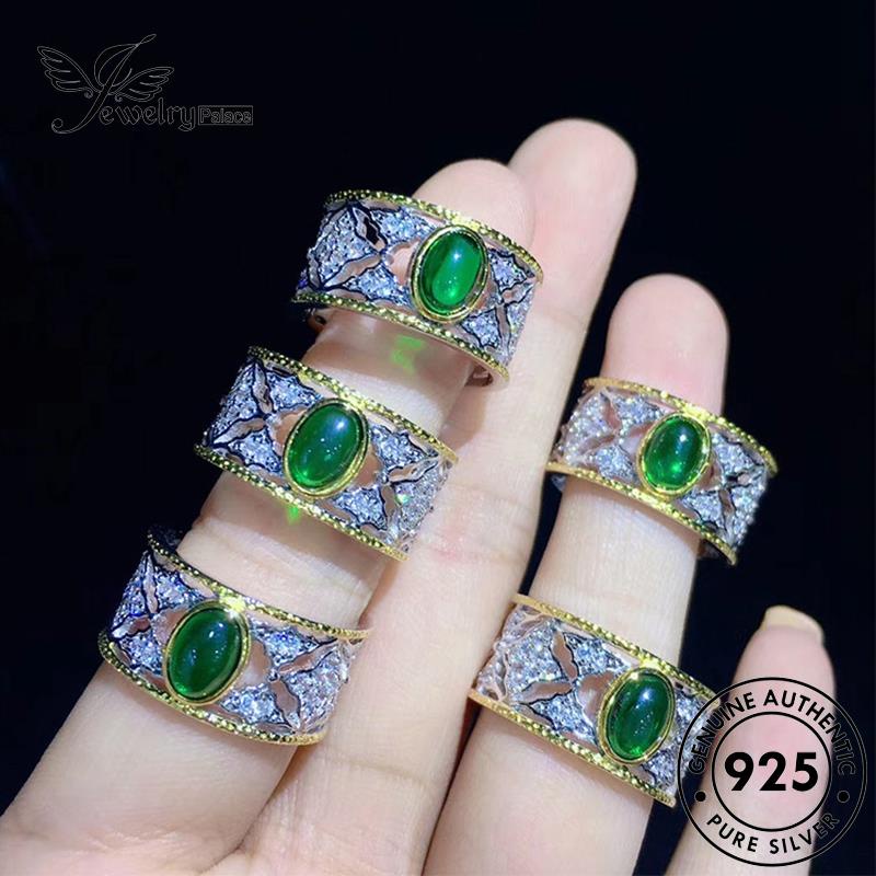 JEWELRYPALACE Retro Nikah 925 Emerald Original Wanita Cincin Square Silver Perhiasan Perak korea Sterling Kawin Aksesori Murni Asli Silver R2105