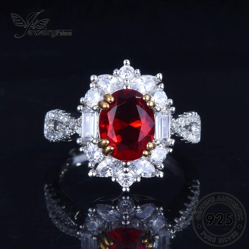 JEWELRYPALACE Vintage korea Aksesori Perhiasan Nikah Murni Ruby Silver Kawin Silver Wanita Original Sterling Cincin Asli Perak Oval 925 R2139