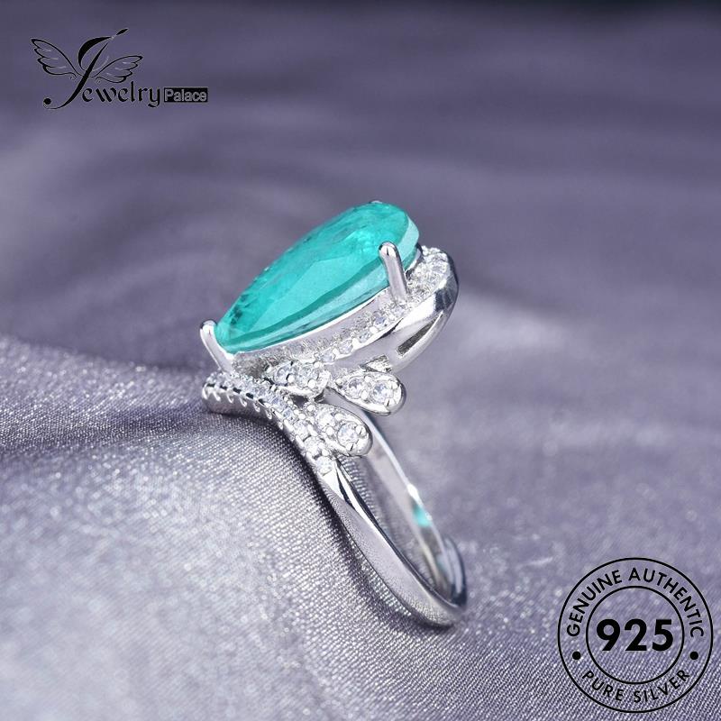 JEWELRYPALACE Pear Shape Kawin Murni Cincin Aquamarine Asli Wanita korea Sterling Nikah Perak Silver Vintage Original Perhiasan 925 Silver Aksesori R2176