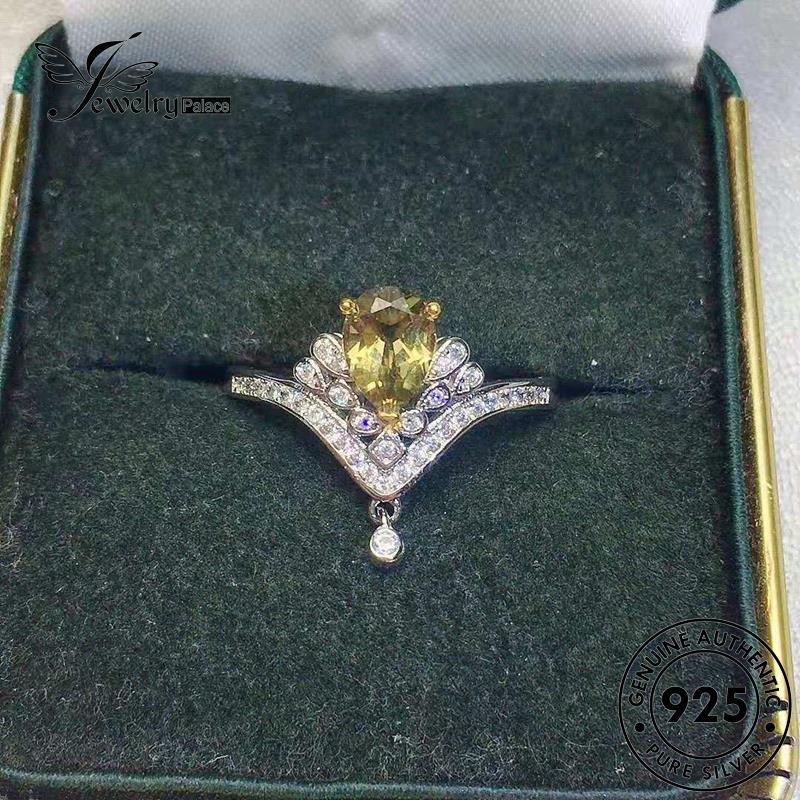 JEWELRYPALACE Drop Original Aksesori Shape Nikah korea Silver Wanita Sterling Perak 925 Murni Perhiasan Temperament Citrine Kawin Asli Cincin Silver R2291