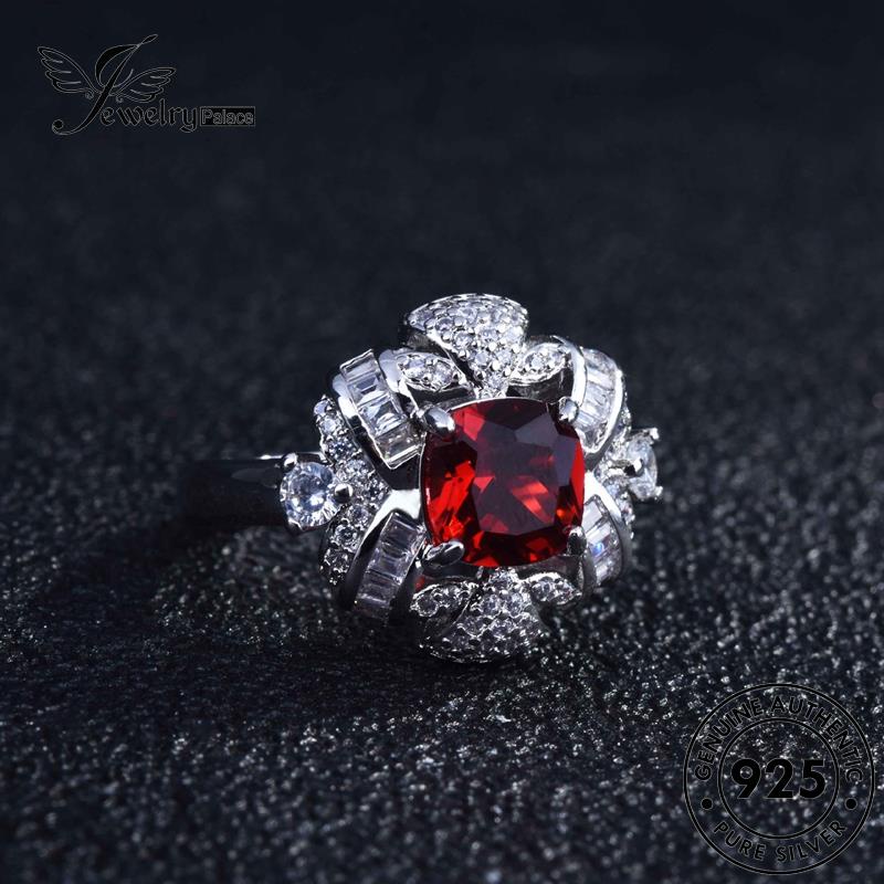 JEWELRYPALACE Perhiasan Sterling Luxury 925 Nikah Square Original Cincin korea Silver Asli Ruby Aksesori Silver Wanita Murni Kawin Perak R2251