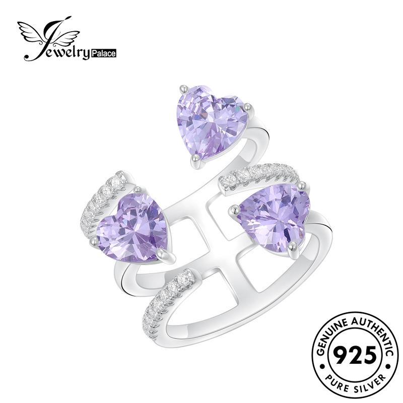 JEWELRYPALACE 925 Perak Original Wanita Cincin Sterling Silver Perhiasan Nikah Asli korea Silver Kawin Temperament Aksesori Murni Citrine Love R2329