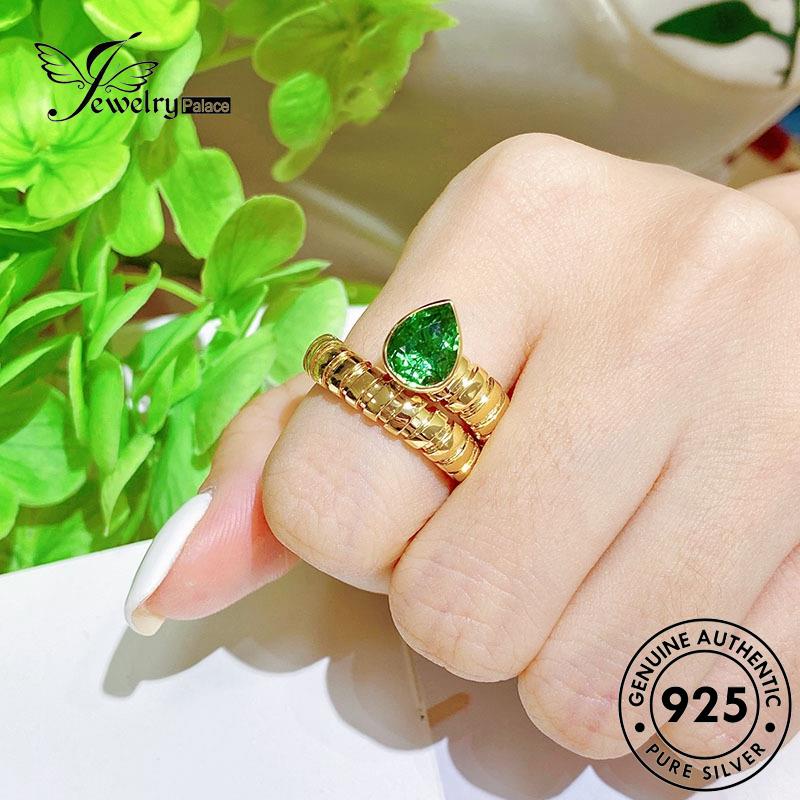 JEWELRYPALACE Cincin Asli Original Perak Nikah Aksesori Kawin 925 Silver Serpentine Sterling korea Silver Wanita Emerald Murni Perhiasan Luxury R2332