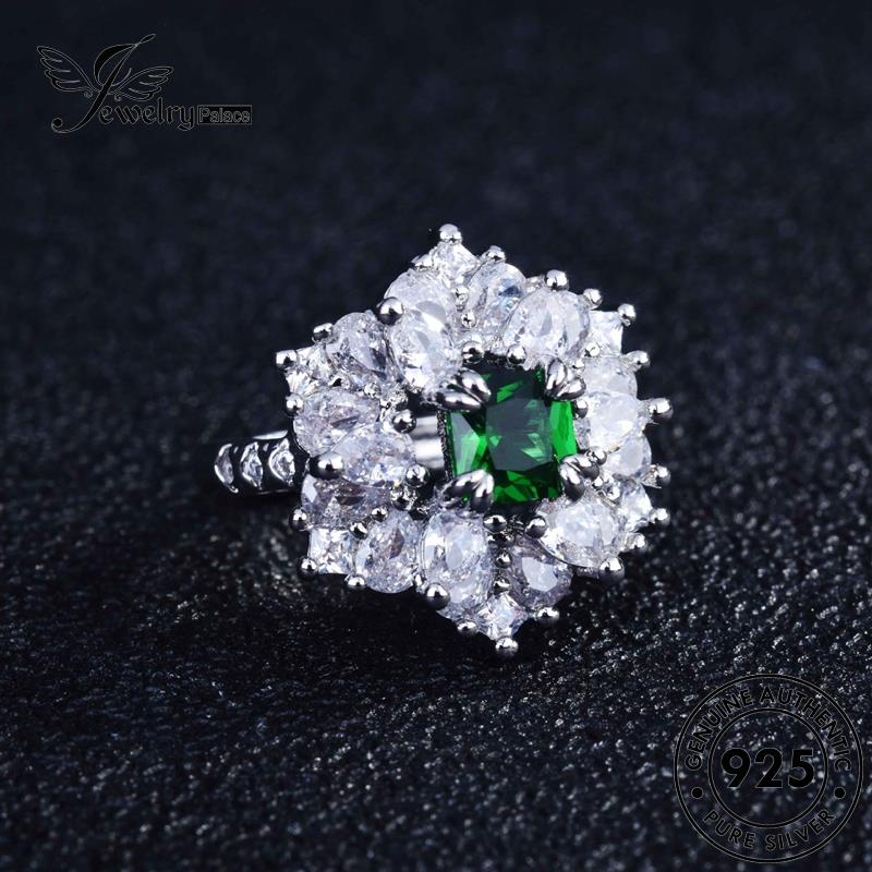 JEWELRYPALACE Emerald Luxury Original Sterling Cincin Murni Silver Perak Kawin Asli korea 925 Perhiasan Silver Square Aksesori Wanita Nikah R2296