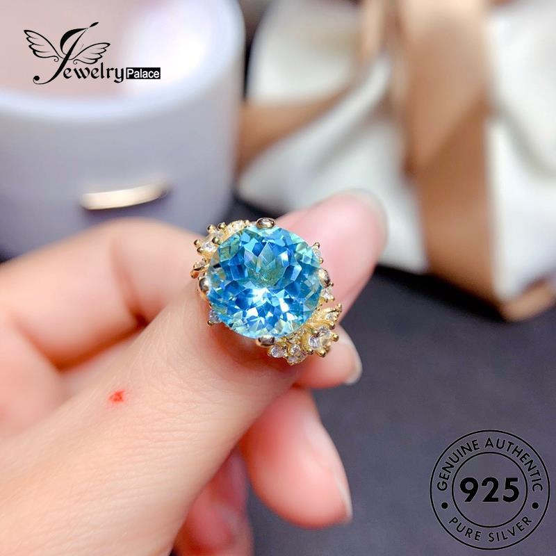 JEWELRYPALACE korea Perhiasan Cincin Aquamarine Kawin Perak Nikah Silver Simple Murni 925 Wanita Sterling Aksesori Circle Original Silver Asli R2447