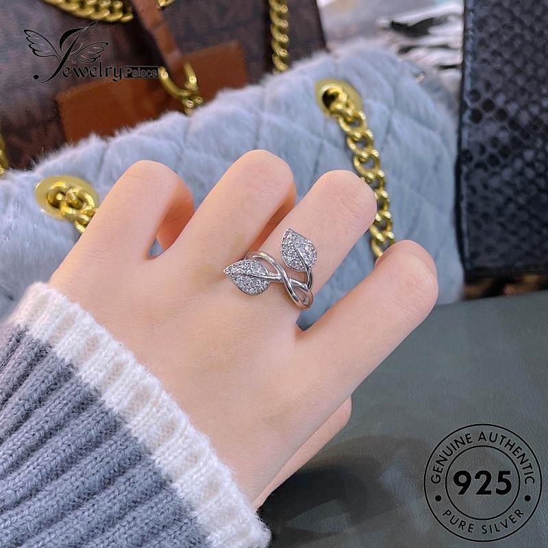 JEWELRYPALACE Kawin Silver Cincin Nikah Perak Leaves Temperament Sterling Murni Aksesori Silver Wanita Asli 925 Original Moissanite korea Perhiasan Diamond R2451