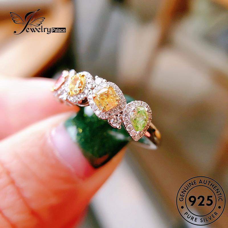 JEWELRYPALACE Aksesori Sterling Silver Asli Perak Simple Wanita 925 Silver Perhiasan Nikah Citrine Murni Kawin Color Original Cincin korea R2478