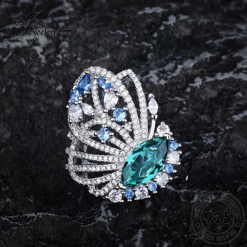 JEWELRYPALACE Perhiasan Perak Creative Cincin Nikah Aksesori korea Wanita Original Asli Sterling Aquamarine Silver Wings 925 Murni Kawin Silver R2548