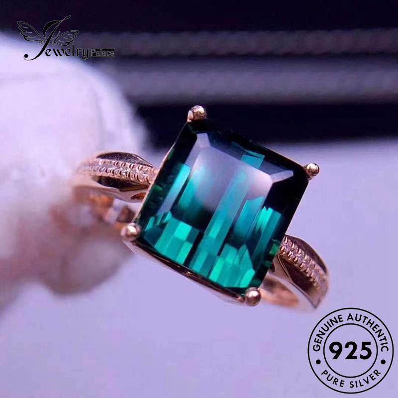 JEWELRYPALACE Perhiasan Aksesori korea Kawin Silver Wanita Original 925 Square Murni Perak Fashion Cincin Nikah Sterling Asli Silver Emerald Gold R2522