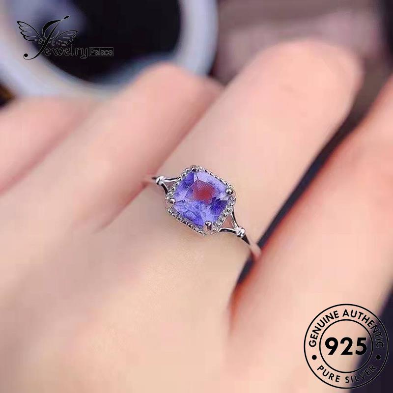 JEWELRYPALACE korea Aksesori Wanita Perak Perhiasan Original Murni Asli Claws Silver Sterling Silver Four 925 Kawin Amethyst Simple Nikah Cincin R2527