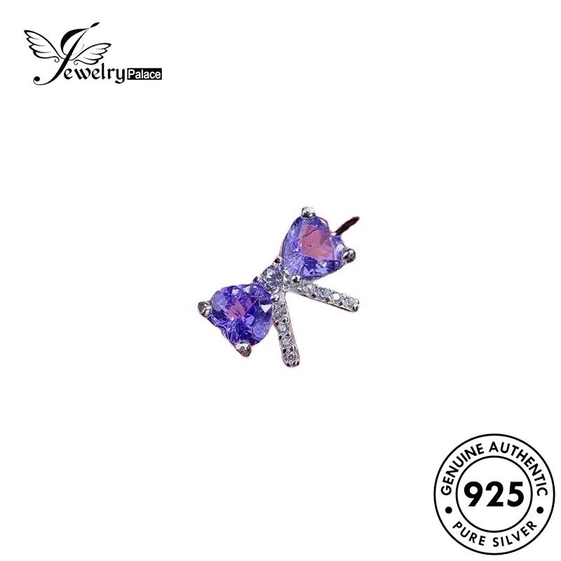 JEWELRYPALACE 925 Sterling korea Original Murni Amethyst Wanita Nikah Creative Bow Perhiasan Silver Perak Kawin Silver Aksesori Asli Cincin R2532