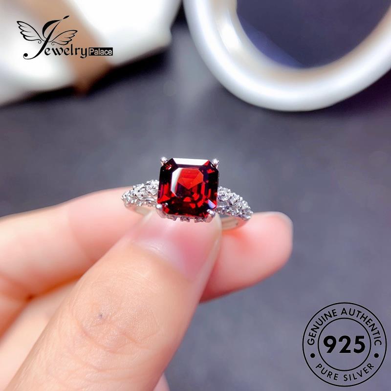 JEWELRYPALACE Ruby Classic Wanita Silver Perhiasan korea Silver Nikah Cincin Square 925 Asli Aksesori Perak Murni Sterling Kawin Original R2534