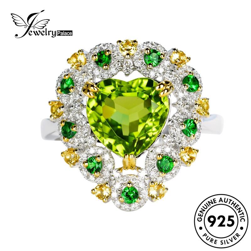 JEWELRYPALACE korea Wanita Asli Original Personality Perhiasan Kawin Cincin 925 Murni Perak Sterling Silver Aksesori Nikah Silver Emerald R2535