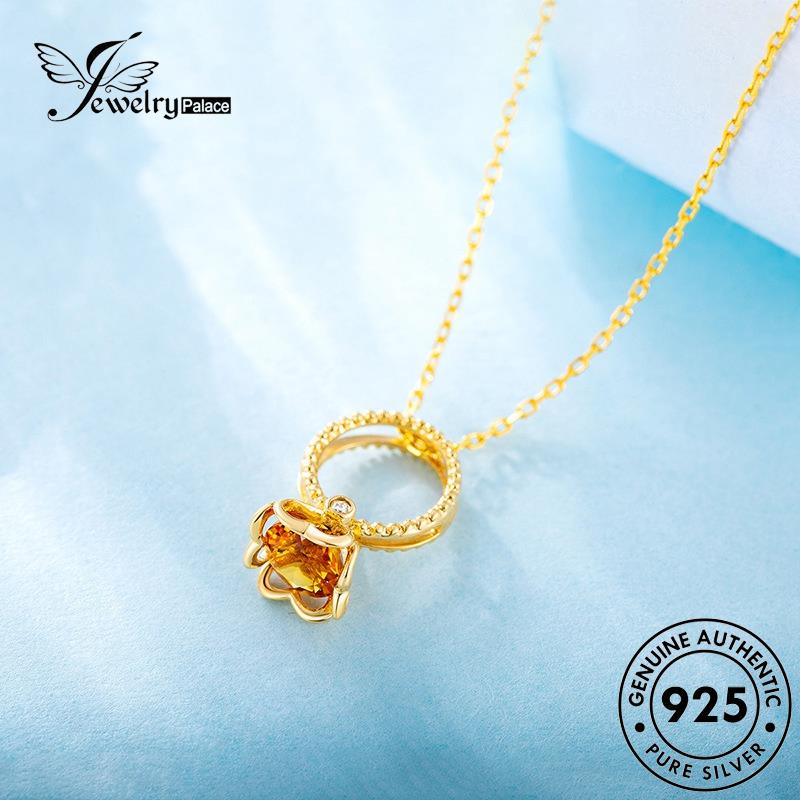 Jewelrypalace Kalung Kreativitas925 Citrine Set Wanita Perak Asli S92