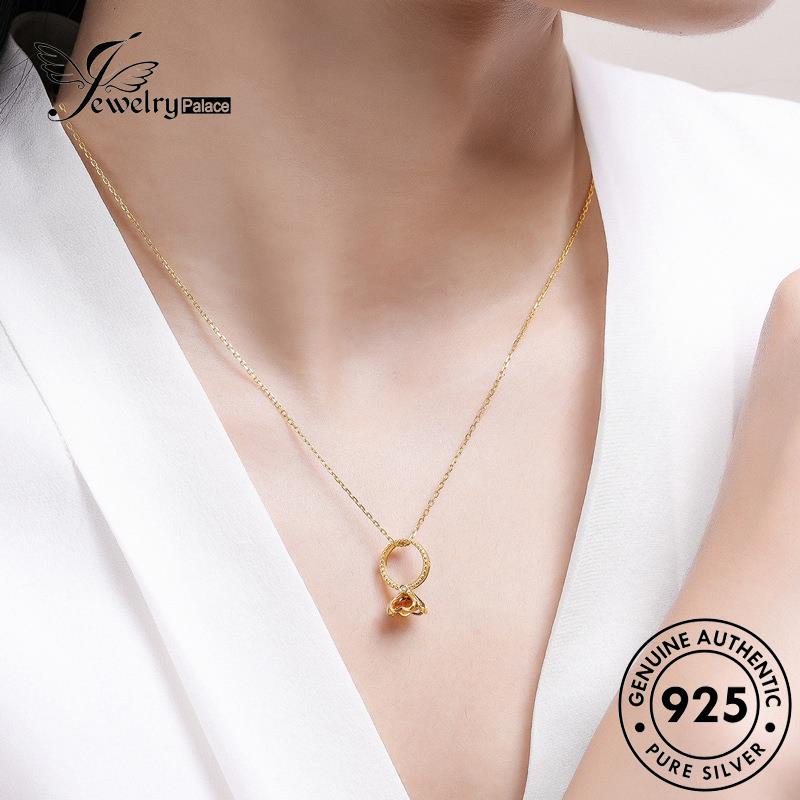 Jewelrypalace Kalung Kreativitas925 Citrine Set Wanita Perak Asli S92